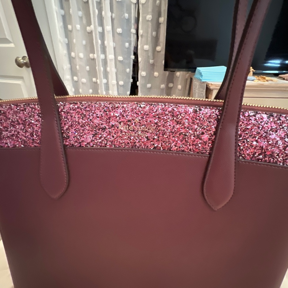 Kate spade BURGANDY sparkling tote. New with tags